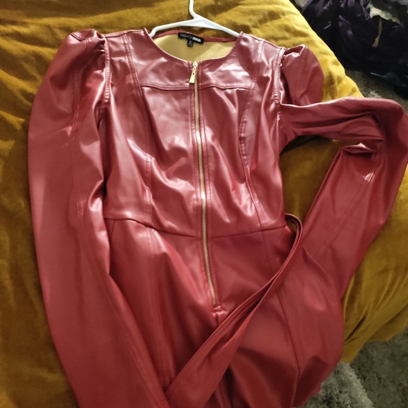Fashion Nova Vegan Leather Romper in Red from Fashion Nova - Picture 3 of 4